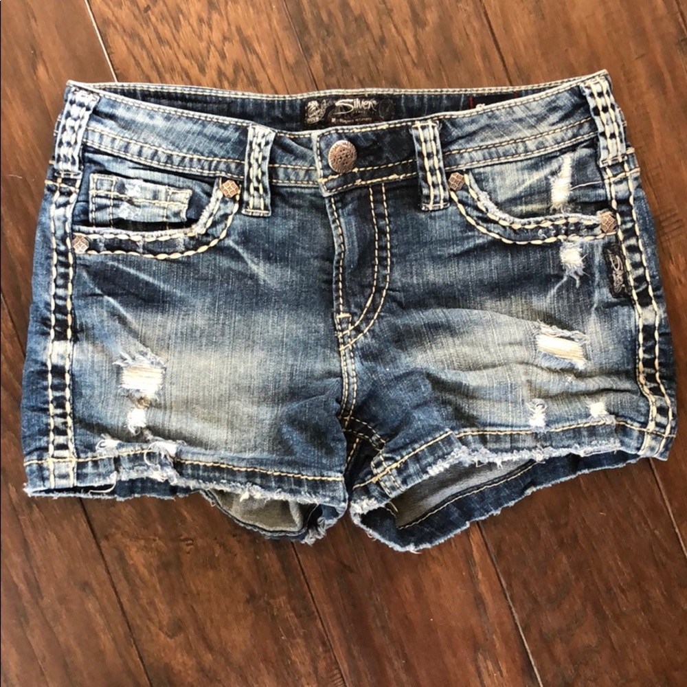 Silver jean shorts